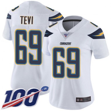 Los Angeles Chargers NFL Football Sam Tevi White Jersey Women Limited  #69 Road 100th Season Vapor Untouchable->los angeles chargers->NFL Jersey